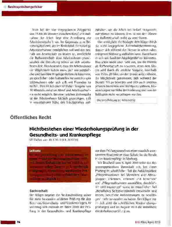 Vorschauseite 3: Abgrenzung zwischen Rufbereitschaft und Bereitschaftsdienst LAG Mainz vom 20.9.2012 (11 Sa 81/12)