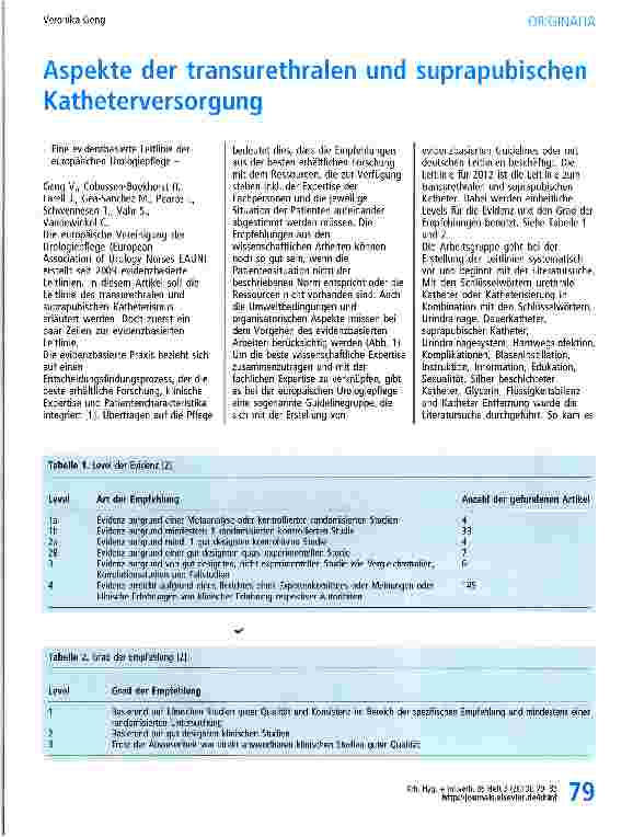 Vorschauseite 1: Aspekte der transurethralen und suprapubischen Katheterversorgung