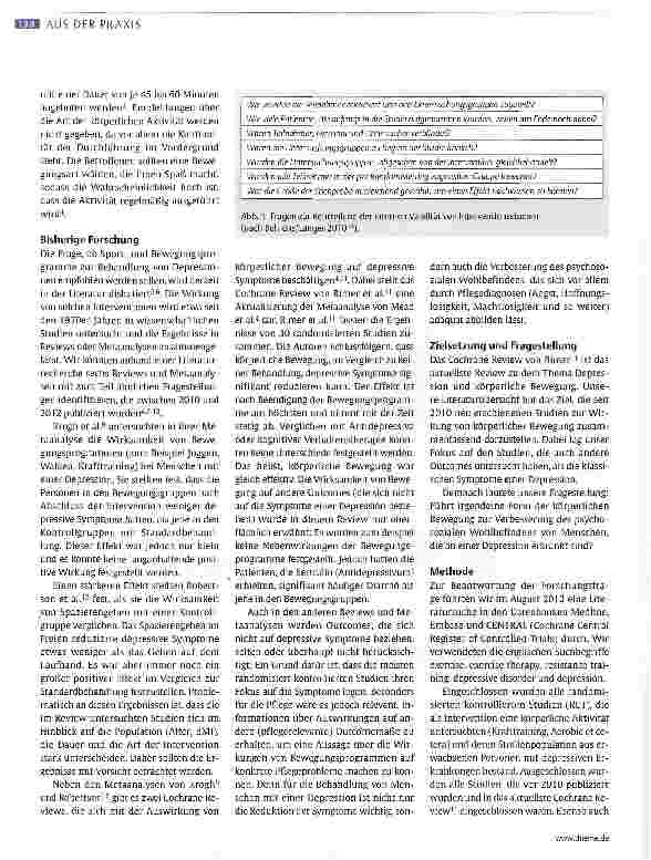 Vorschauseite 2: Eine alternative Pflegeintervention für Menschen mit Depressionen?