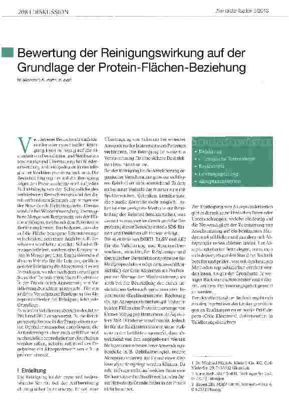 Vorschauseite 1: Bewertung der Reinigungswirkung auf der Grundlage der Protein-Flächen-Beziehung