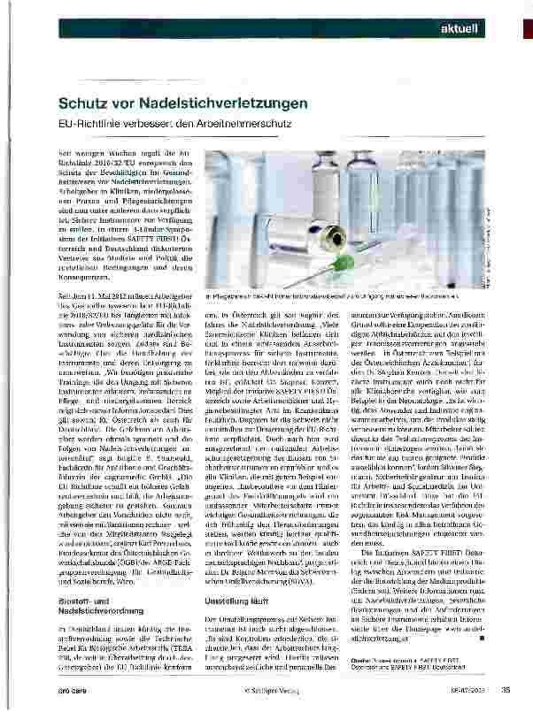 Vorschauseite 1: Schutz vor Nadelstichverletzungen