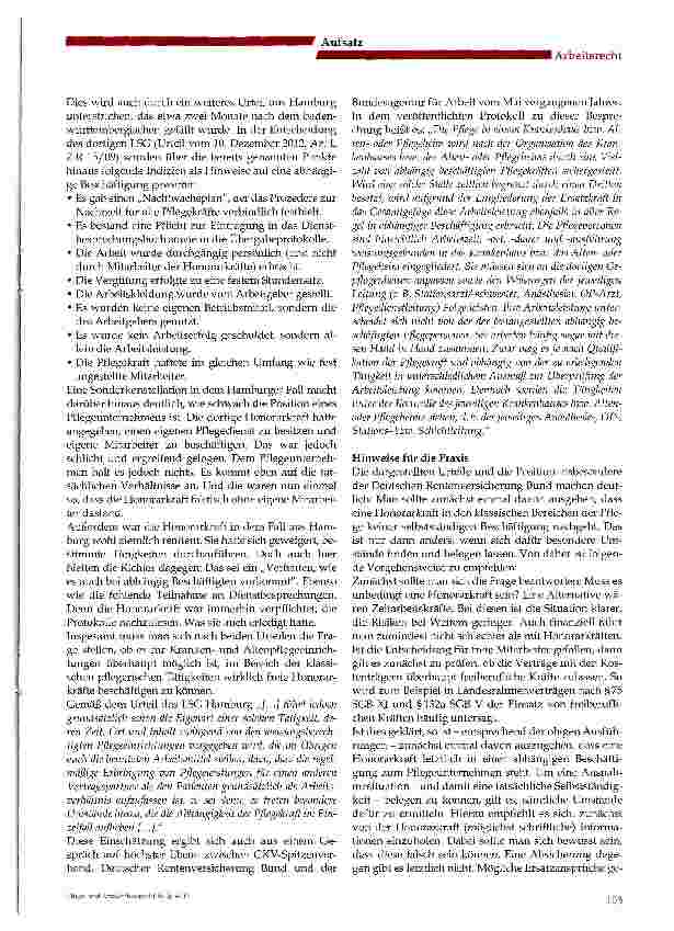 Vorschauseite 4: Selbstständige Honorarkräfte in der Pflege - passe - Urteil des LSG Baden-Württembergvom 19. Oktober 2012 (Az. : L4R761/11)