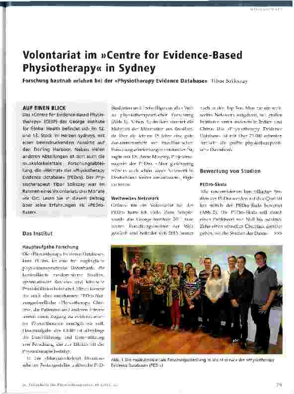 Vorschauseite 1: Volontariat im »Centre for Evidence-Based Physiotherapy« in Sydney