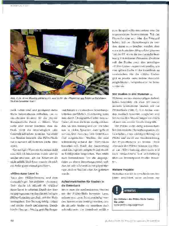 Vorschauseite 2: Volontariat im »Centre for Evidence-Based Physiotherapy« in Sydney