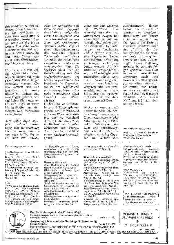 Vorschauseite 5: Christlicher Glaube in der Krankenpflege Vortrag v. 29.10.92