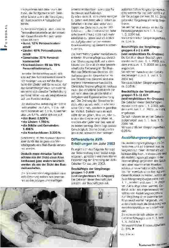 Vorschauseite 2: Auswirkungen der Null-Runde Konzept einer differenzierten Gehaltserhöhung für das Jahr 2003 im AVR-Bereich der katholischen Krankenhäuser