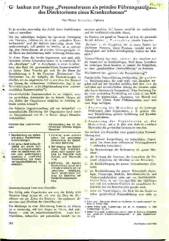 Vorschauseite 1: Gedanken zur Frage Personalwesen als primäre Führungsaufgabe des Direktoriums eines Krankenhauses