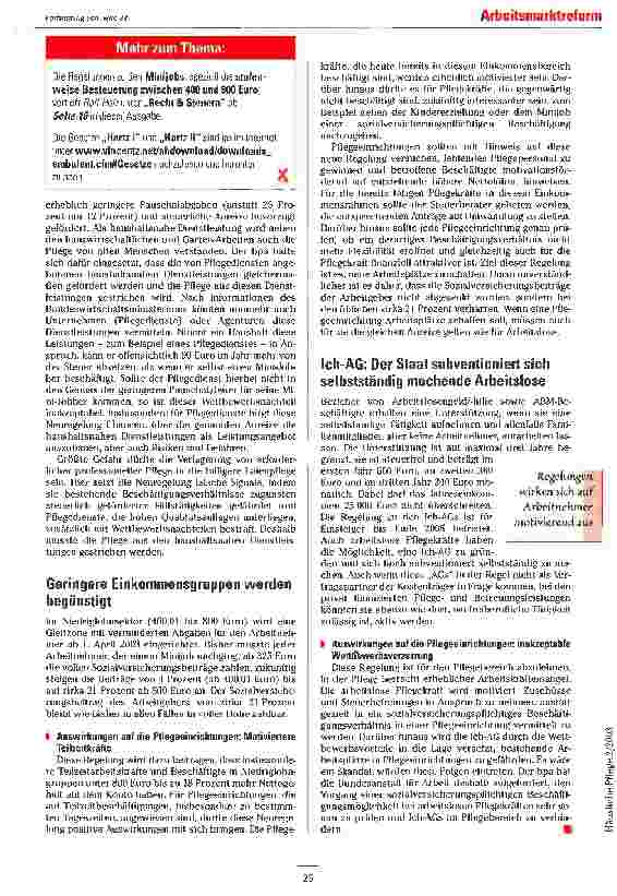 Vorschauseite 3: Hartz-Gesetze gegen den Personalmangel in der Pflege