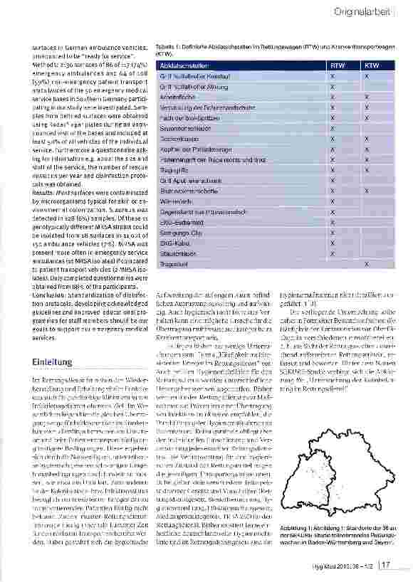 Vorschauseite 2: Die Ulmer SEKURE-Studie: Untersuchung der Erregerbelastung im Rettungsdienst - eine Bestandsaufnahme