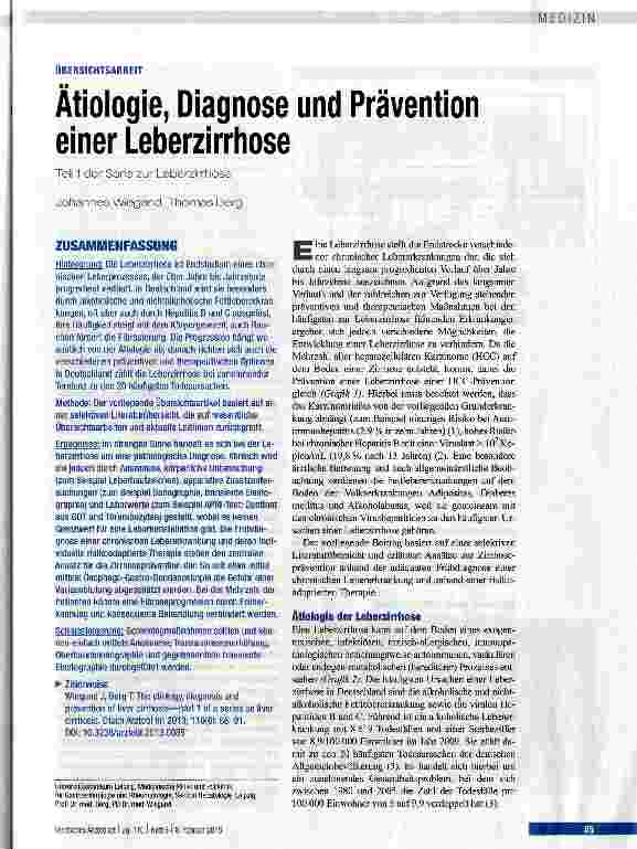 Vorschauseite 1: Ätiologie, Diagnose und Prävention einer Leberzirrhose Teil 1 der Serie zur Leberzirrhose