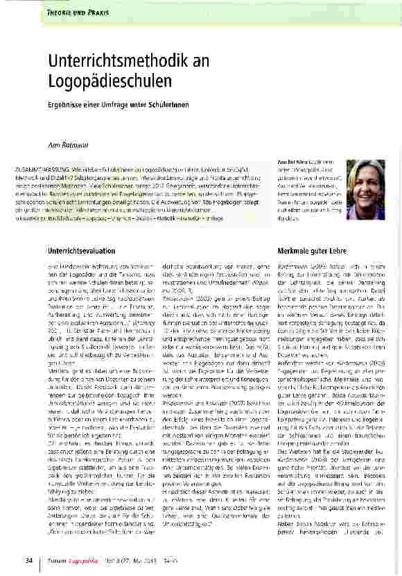 Vorschauseite 1: Unterrichtsmethodik an Logopädieschulen