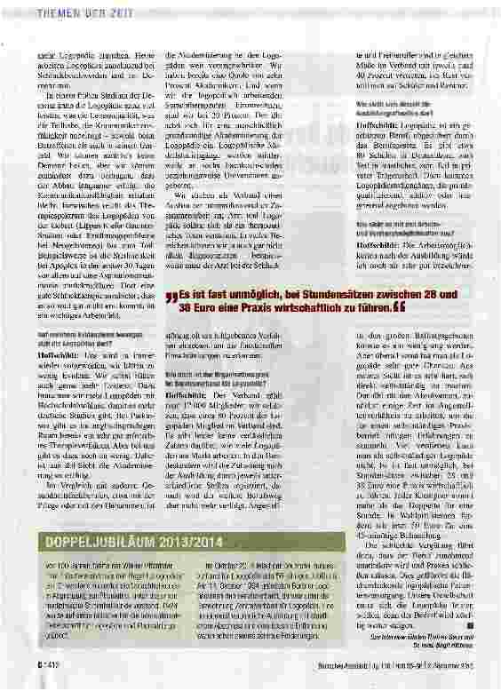 Vorschauseite 2: „Eine alternde Bevölkerung wird mehr Logopädie brauchen
