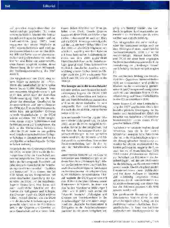 Vorschauseite 2: 60 Jahre Deutsche Gesellschaft für Anästhesiologie und Intensivmedizin (1953 - 2013)