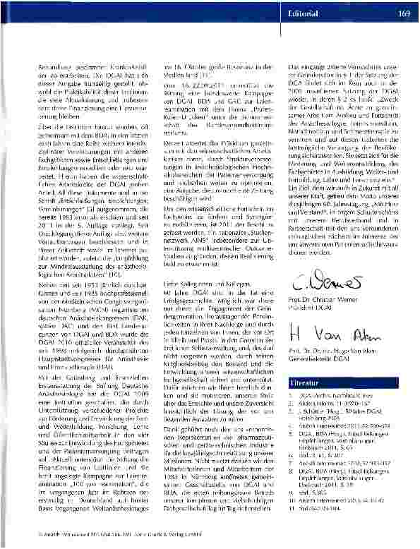 Vorschauseite 3: 60 Jahre Deutsche Gesellschaft für Anästhesiologie und Intensivmedizin (1953 - 2013)