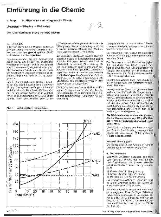 Vorschauseite 1: Einführung in die Chemie 7.Folge: A) Allgemeine und anorganische Chemie