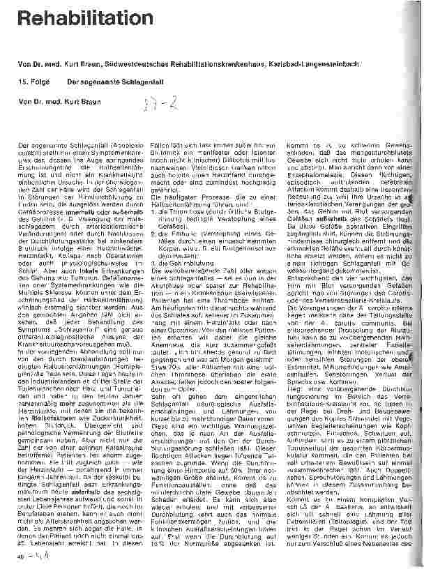Vorschauseite 1: Rehabilitation 15. Folge: Der sogenannte Schlaganfall