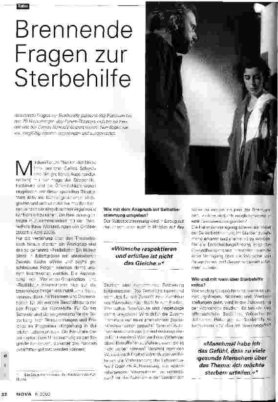 Vorschauseite 1: Brennende Fragen zur Sterbehilfe