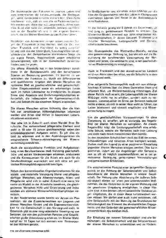 Vorschauseite 2: Sozialpolitische und berufspolitische Gesichtspunkte der Altenhilfe in Gegenwart und Zukunft