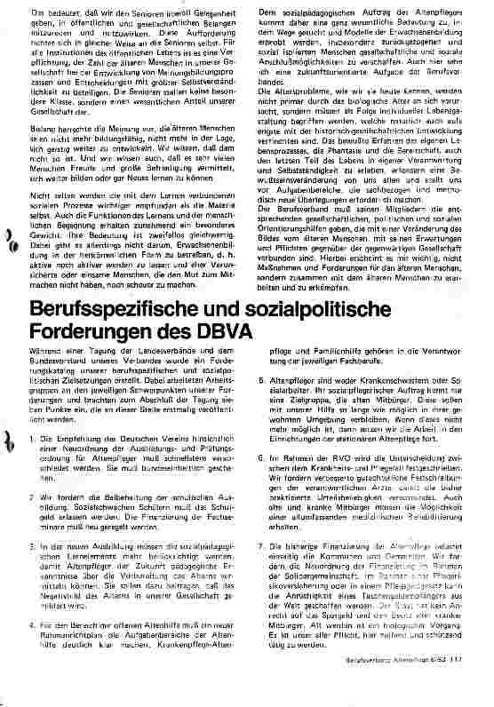 Vorschauseite 3: Sozialpolitische und berufspolitische Gesichtspunkte der Altenhilfe in Gegenwart und Zukunft