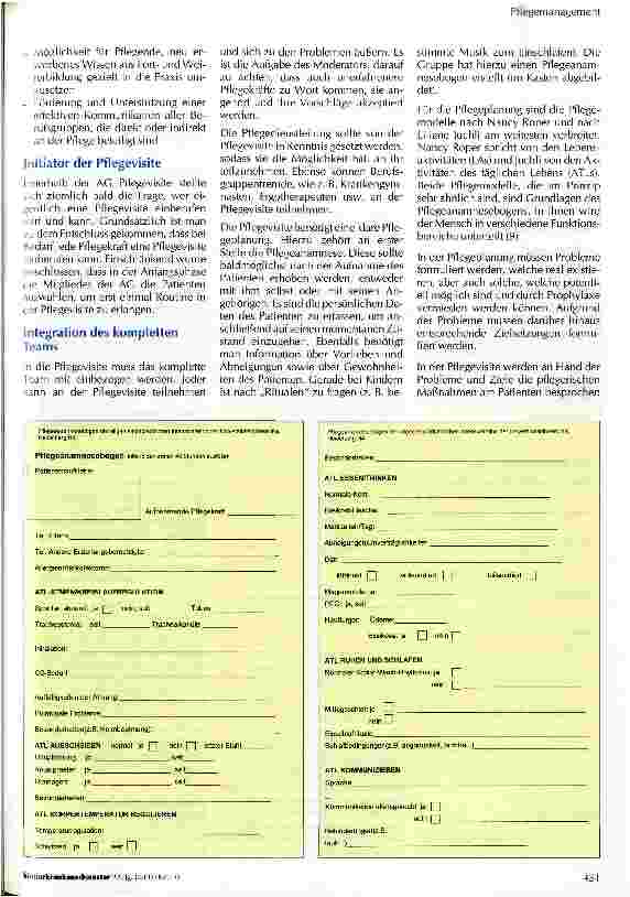 Vorschauseite 2: Einführung einer Pflegevisite auf einer allgemeinpädiatrischen Intensivstation