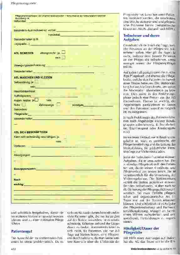 Vorschauseite 3: Einführung einer Pflegevisite auf einer allgemeinpädiatrischen Intensivstation