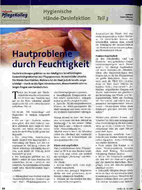 Vorschauseite 1: Hautprobleme durch Feuchtigkeit Hygienische Hände-Desinfektion Teil 3