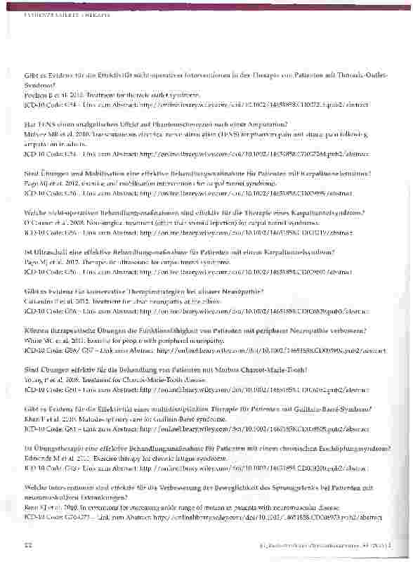Vorschauseite 6: Welche Cochrane Reviews gibt es zu physiotherapeutischen Interventionen? Teil 2: Fachgebiete Neurologie / Psychiatrie