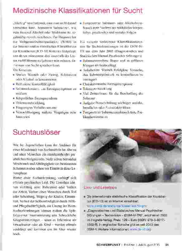 Vorschauseite 1: Medizinische Klassifikationen für Sucht