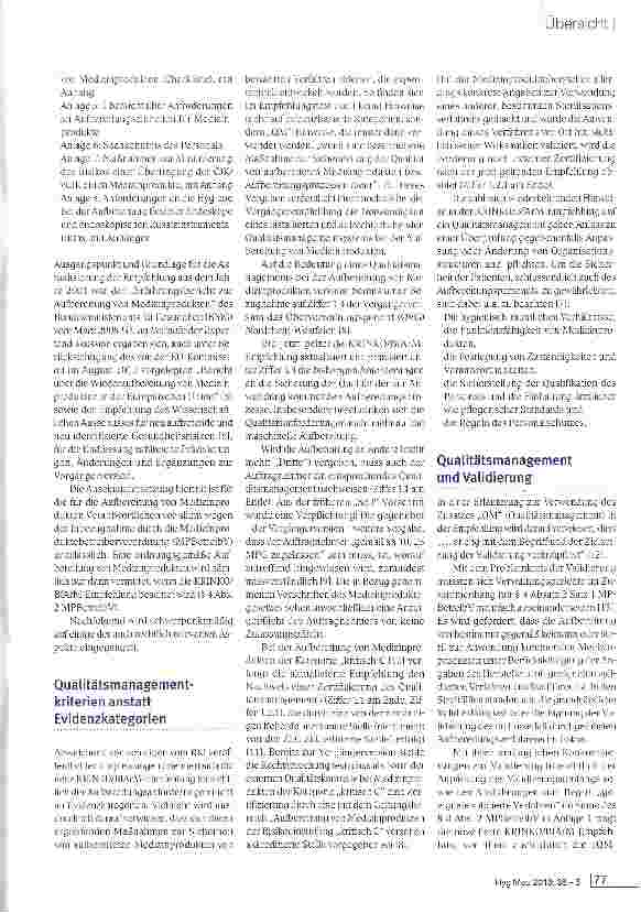 Vorschauseite 2: Qualitätsmanagement - Der neue Ansatz der aktualisierten KRINKO/BfArM-Empfehlung zu den Anforderungen an die Hygiene bei der Aufbereitung von Medizin Produkten