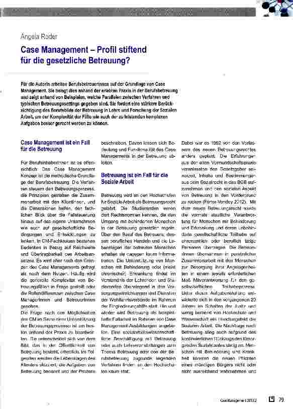 Vorschauseite 1: Case Management - Profil stiftend für die gesetzliche Betreuung?