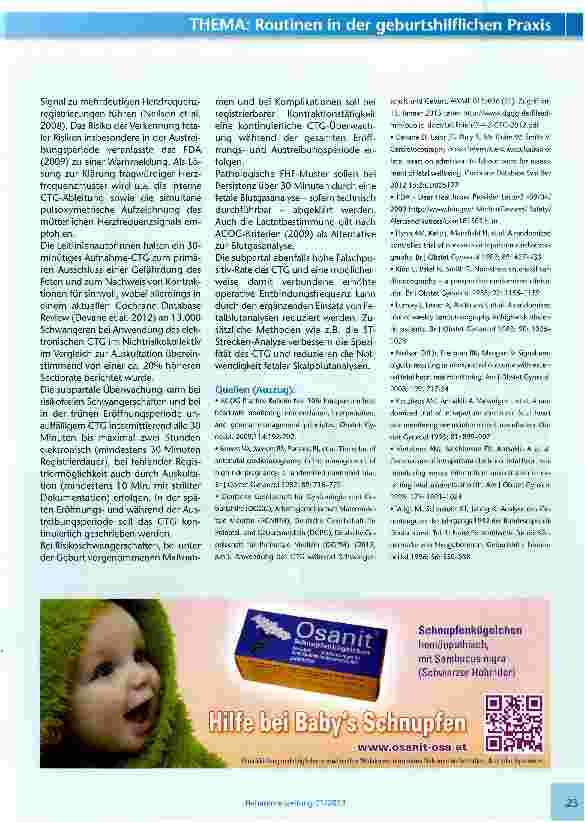 Vorschauseite 3: AWMF-Leitlinie „Anwendung des CTG während Schwangerschaft und Geburt