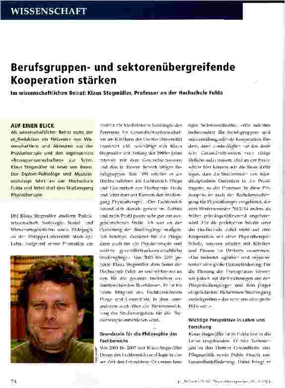 Vorschauseite 1: Berufsgruppenund sektorenübergreifende Kooperation stärken