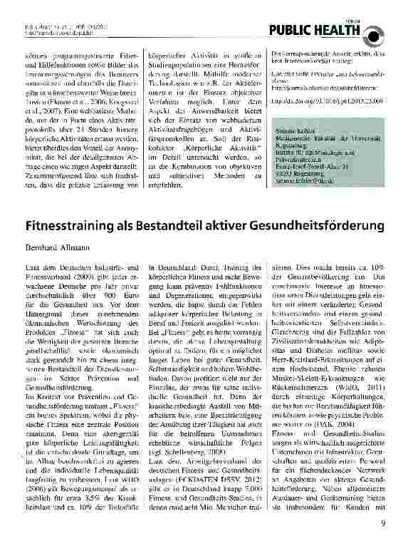Vorschauseite 1: Fitnesstraining als Bestandteil aktiver Gesundheitsförderung