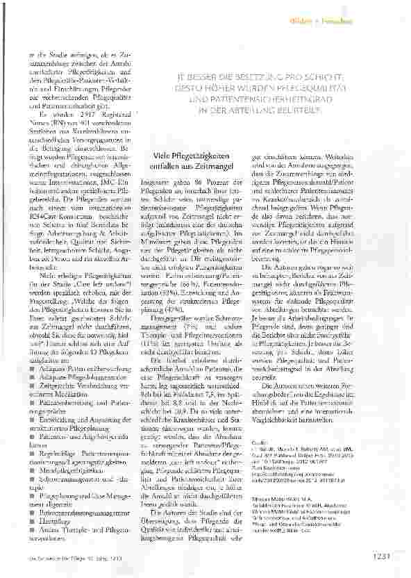 Vorschauseite 2: ZEITMANGEL SENKT DIE PFLEGEQUALITÄT