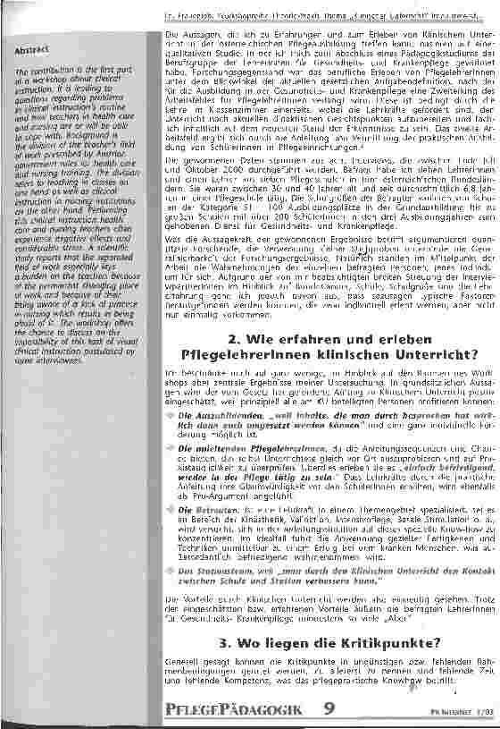 Vorschauseite 2: Workshopreihe Theorie-Praxis Thema Klinischer Unterricht Impulsreferat zur Frage der Leistbarkeit von Klinischem Unterricht