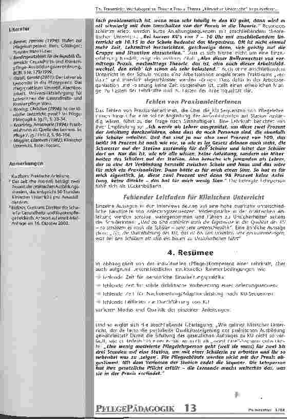 Vorschauseite 6: Workshopreihe Theorie-Praxis Thema Klinischer Unterricht Impulsreferat zur Frage der Leistbarkeit von Klinischem Unterricht
