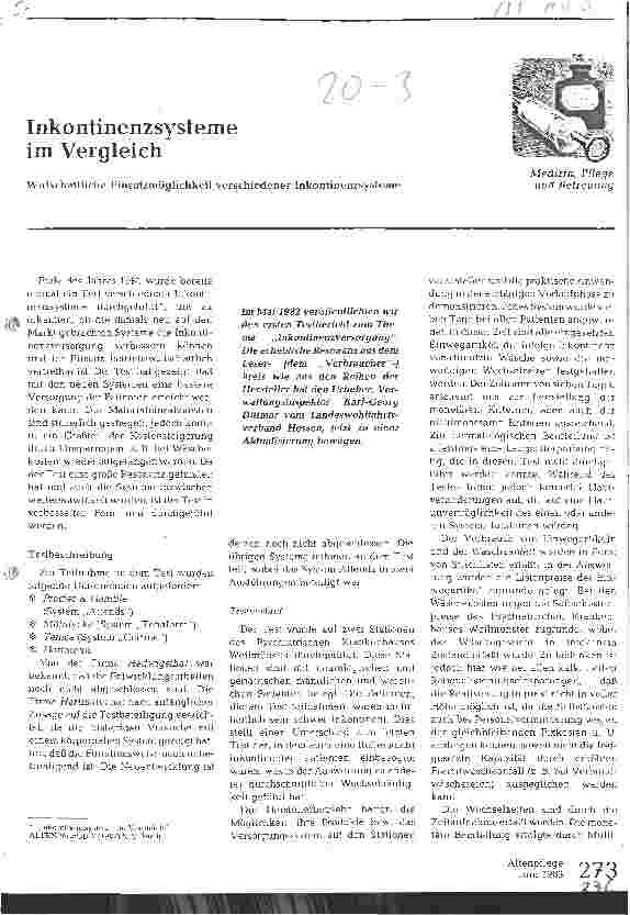 Vorschauseite 1: Inkontinenzsysteme im Vergleich