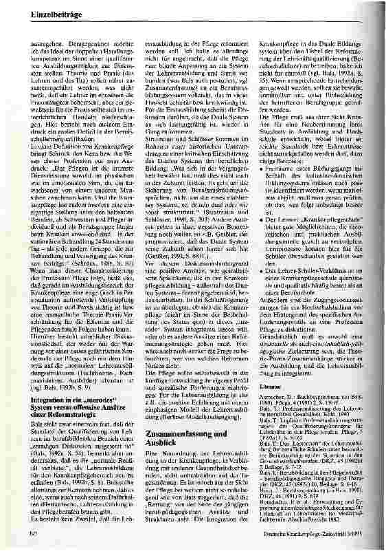 Vorschauseite 3: Die Perspektiven der Lehrerausbildung in der Krankenpflege Eine Auseinandersetzung mit den Normalisierungsbemühungen von Bals