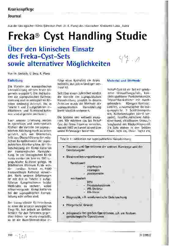 Vorschauseite 1: Freka Cyst Handling Studie Über den klinischen Einsatz des Freka-Cyst-Sets sowie alternativer Möglichkeiten