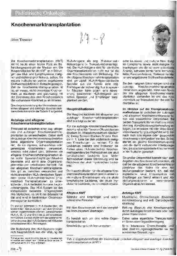Vorschauseite 1: Knochenmarktstransplantation Referat