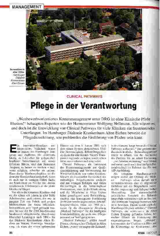 Vorschauseite 1: Pflege in der Verantwortung Clinical Pathways