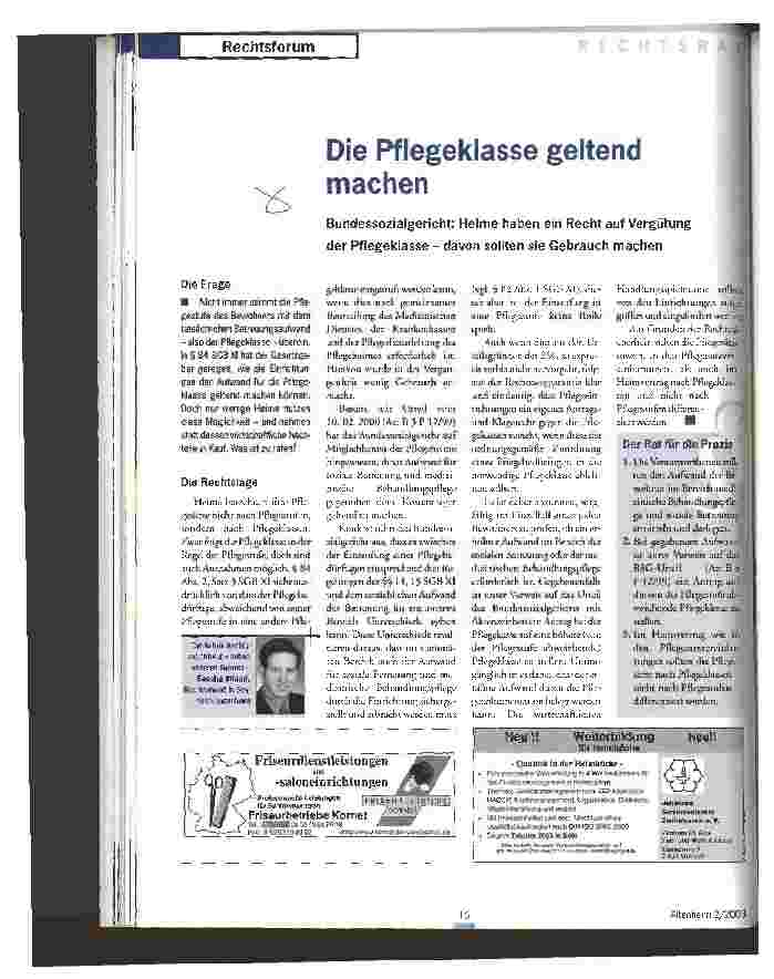 Vorschauseite 1: Die Pflegeklasse geltend machen