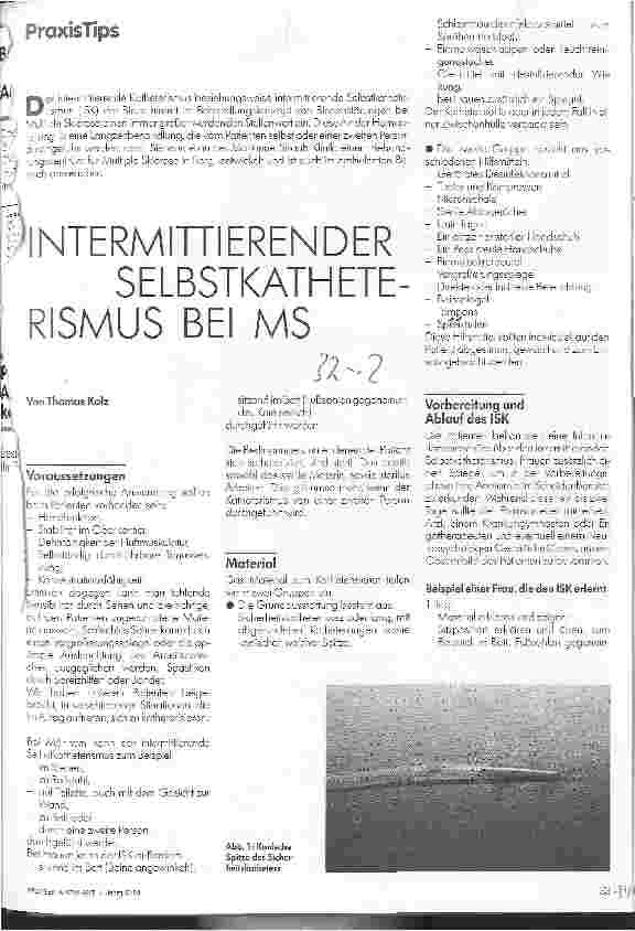Vorschauseite 1: Intermittierender Selbstkatheterismus bei MS Praxis Tips
