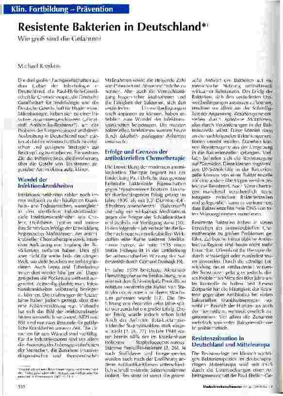 Vorschauseite 1: Resistente Bakterien in Deutschland