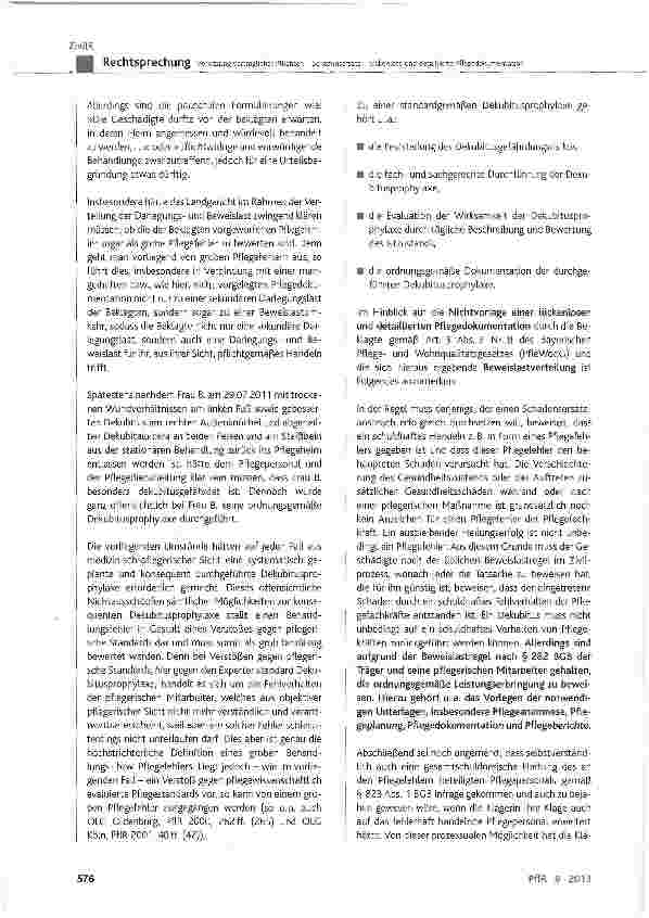 Vorschauseite 5: Verletzung vertraglicher Pflichten - Schadensersatz -lückenlose und detaillierte Pflegedokumentation