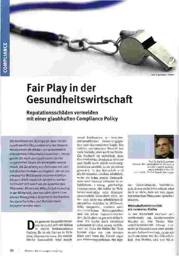 Vorschauseite 1: Fair Play in der Gesundheitswirtschaft