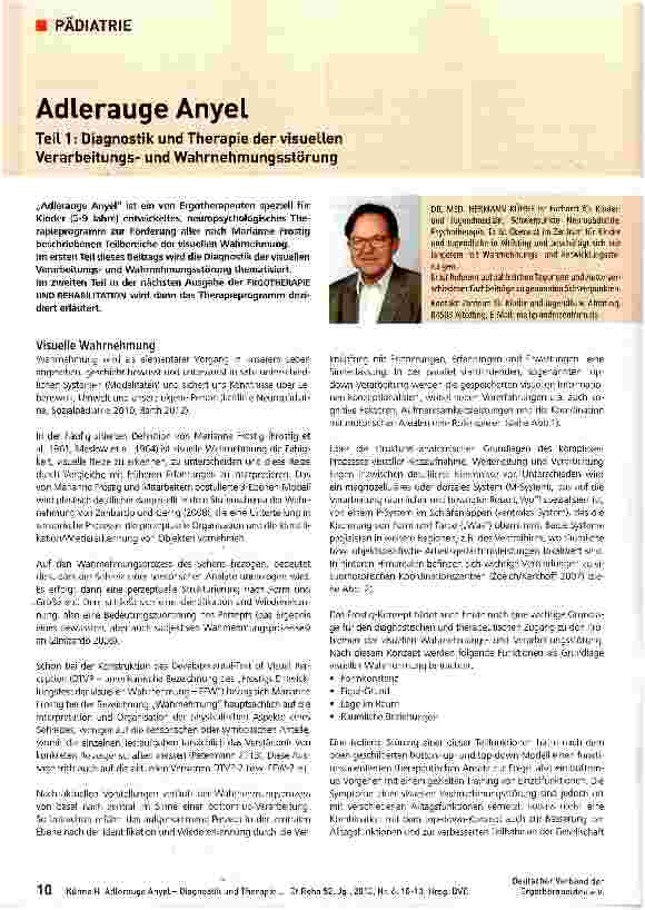 Vorschauseite 1: Adlerauge Anyel Teil 1: Diagnostik und Therapie der visuellen Verarbeitungsund Wahrnehmungsstörung