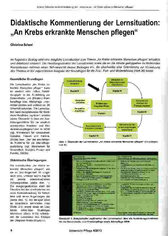 Vorschauseite 1: Didaktische Kommentierung der Lernsituation „An Krebs erkrankte Menschen pflegen