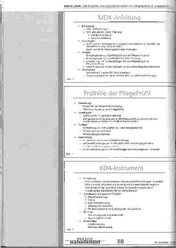 Vorschauseite 2: Soll-Vorgaben und Ergebnisindikatoren für Pflegequalität in ausgewählten Qualitätsprüfungsintrumenten für die stationäre Altenpflege