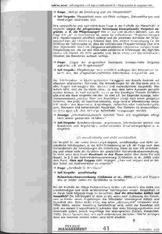 Vorschauseite 5: Soll-Vorgaben und Ergebnisindikatoren für Pflegequalität in ausgewählten Qualitätsprüfungsintrumenten für die stationäre Altenpflege